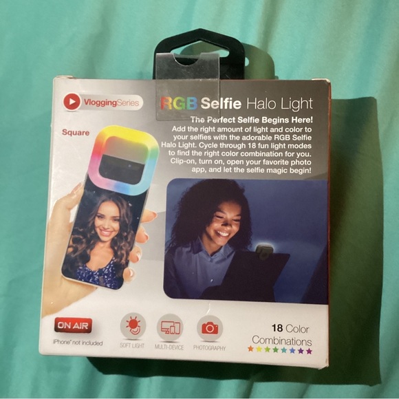 Selfie Halo Light Square with 18 Color Combinations Soft Light for Multi-Devices - Picture 2 of 7
